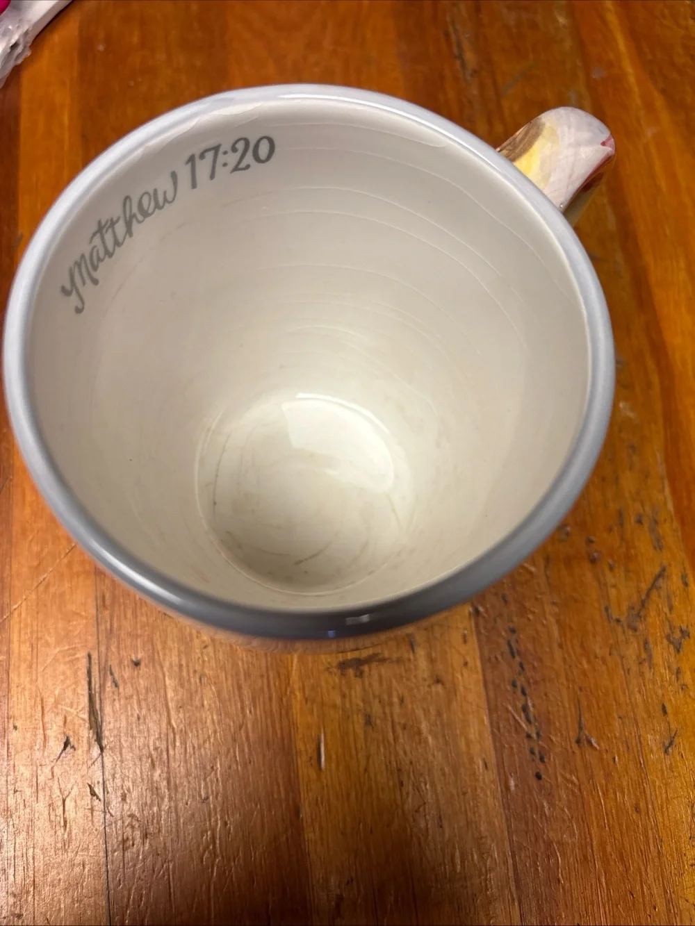 Faith Can Move Mountains Ceramic Coffee Mug - White & Gray